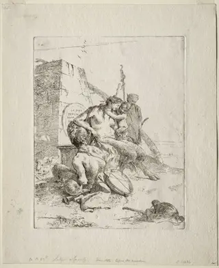 Scherzi di Fantasia: Satyr Family with the Obelisk, by Giovanni Battista Tiepolo, 1755