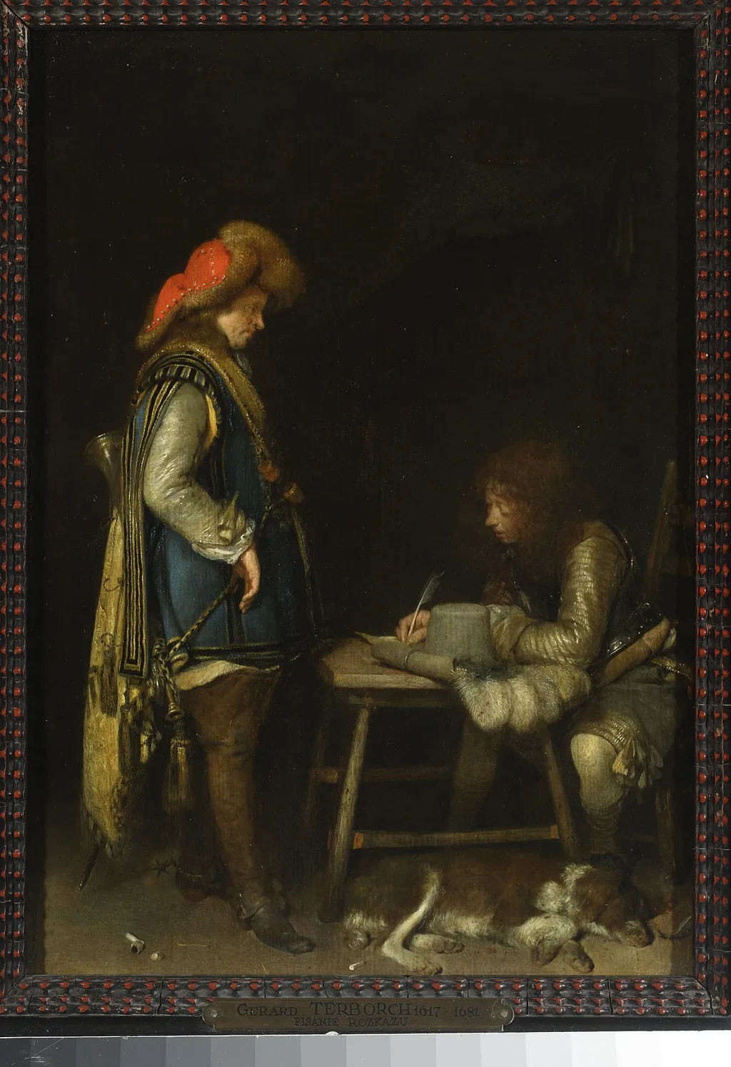 Officer writing a letter, by Gerard ter Borch, oil, 1659