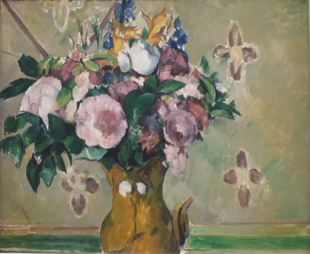 Fleurs dans un vase rouge, by Paul Cezanne, oil, 1890