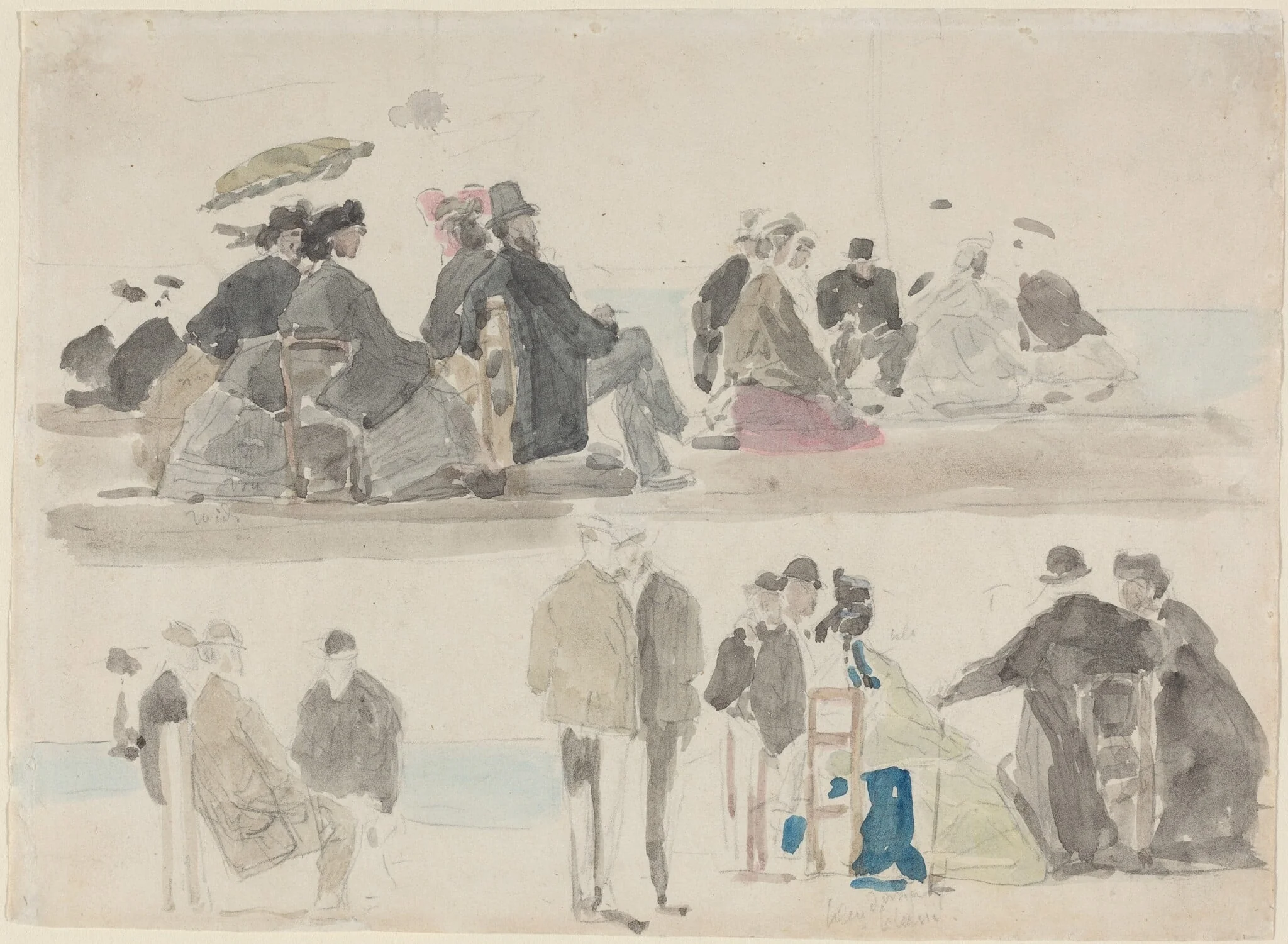 Ladies and Gentlemen on the Beach, in Two Registers, detail