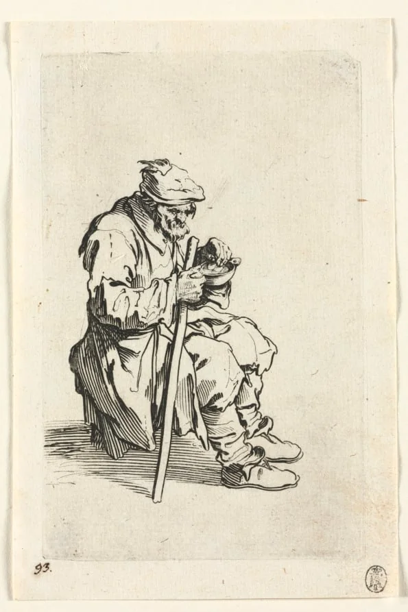 The Beggars: Beggar Sitting Down and Eating, detail