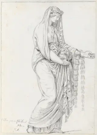 Woman with a Garland, from the Villa Pamphili, by Jacques-Louis David, chalk, 1778
