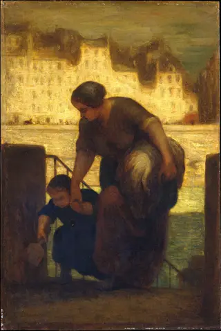 The Laundress, by Honoré Daumier, oil, 1863