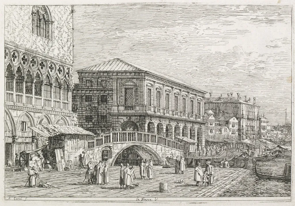 Views:  The Prison, Venice, by Canaletto, 1740
