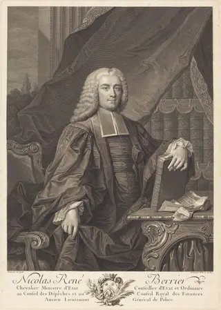 Nicolas Rene Berryer, by Johann Georg Wille, ink, 1762