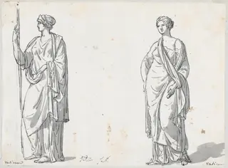 Hera and Ceres, from the Vatican, by Jacques-Louis David, ink, 1778