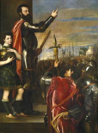 Alfonso d'Avalos Addressing his Troops, by Titian, oil, 1540