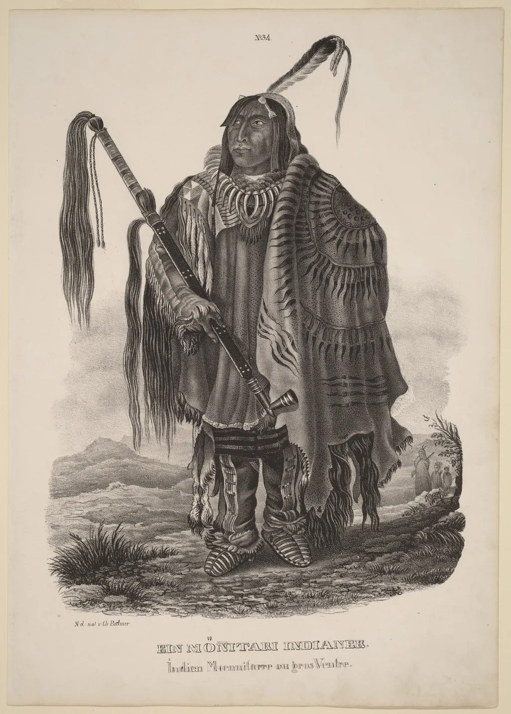 Ein Monitari Indianer, by Karl Bodmer, ink, 1839