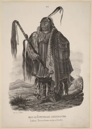 Ein Monitari Indianer, by Karl Bodmer, ink, 1839