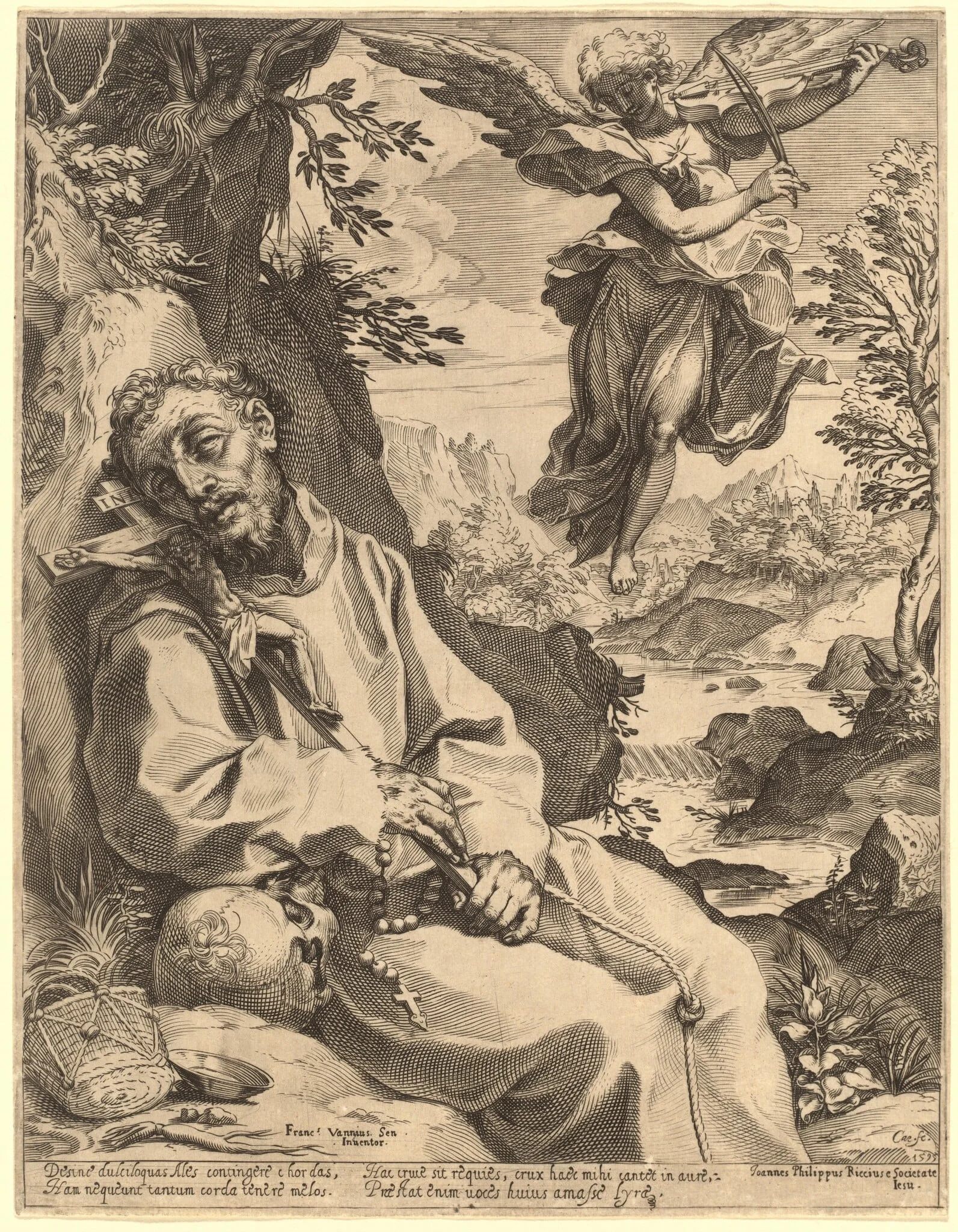 Saint Francis Consoled by the Musical Angel, detail
