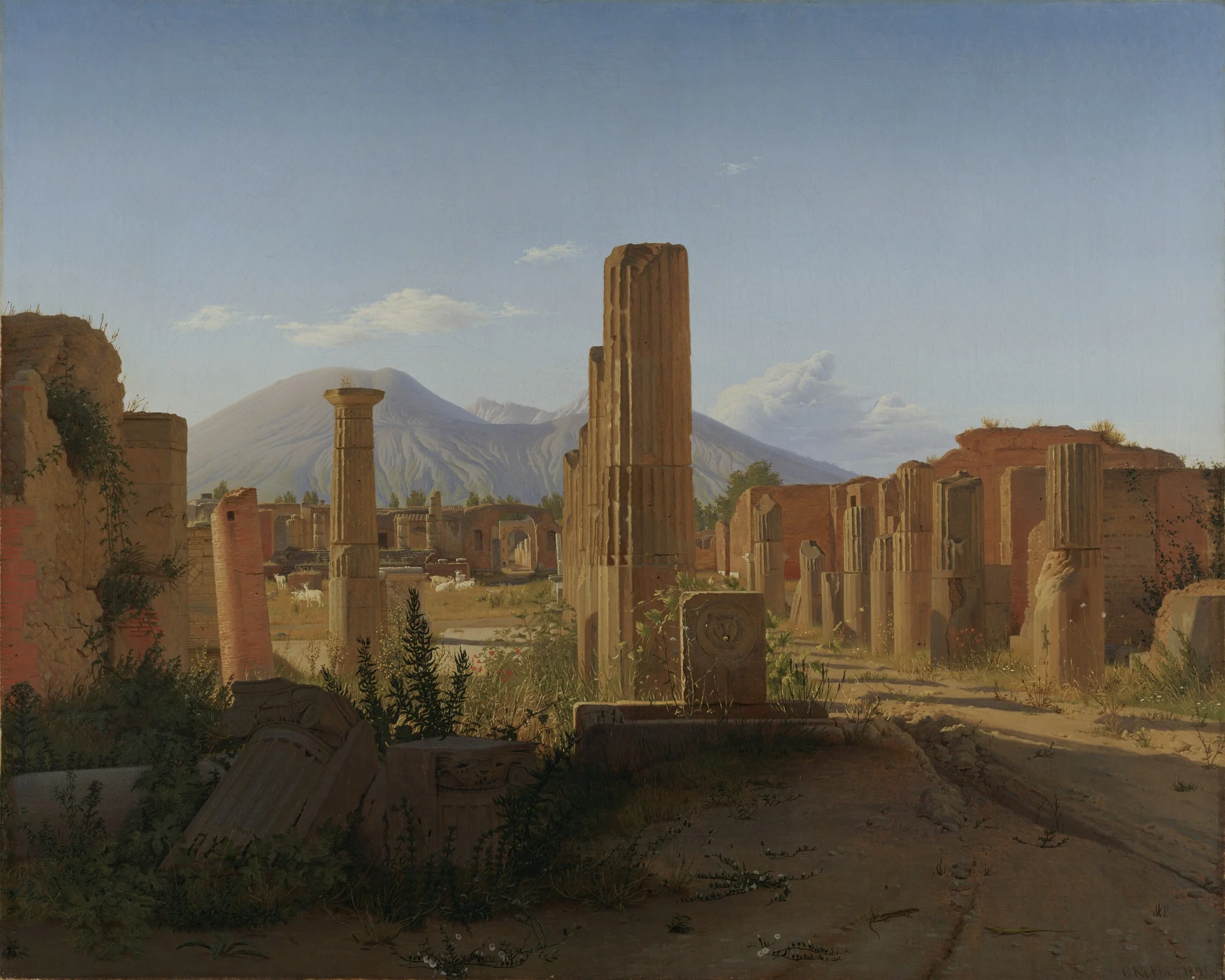 The Forum at Pompeii with Vesuvius in the Background, detail