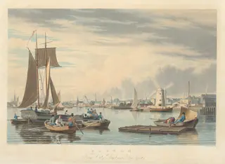 Boston: From City Point near Sea Street, by William James Bennett, ink, 1816