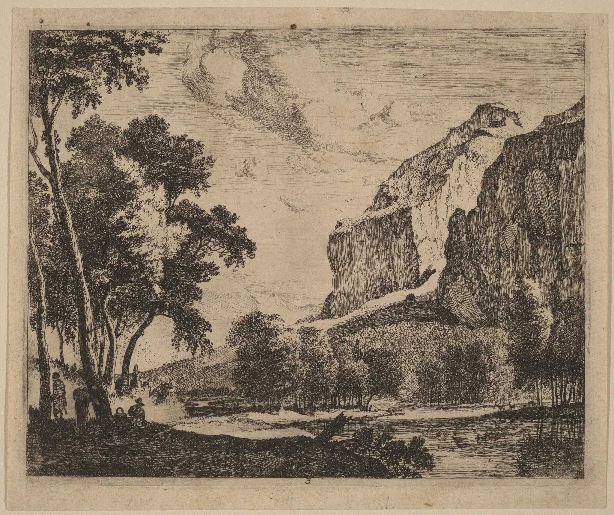 Riverscape with Rocks on the Right: pl.3, detail