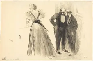 Trois dessins sur une feuille (Three Drawings on a Sheet), by Jean-Louis Forain, ink, 1895