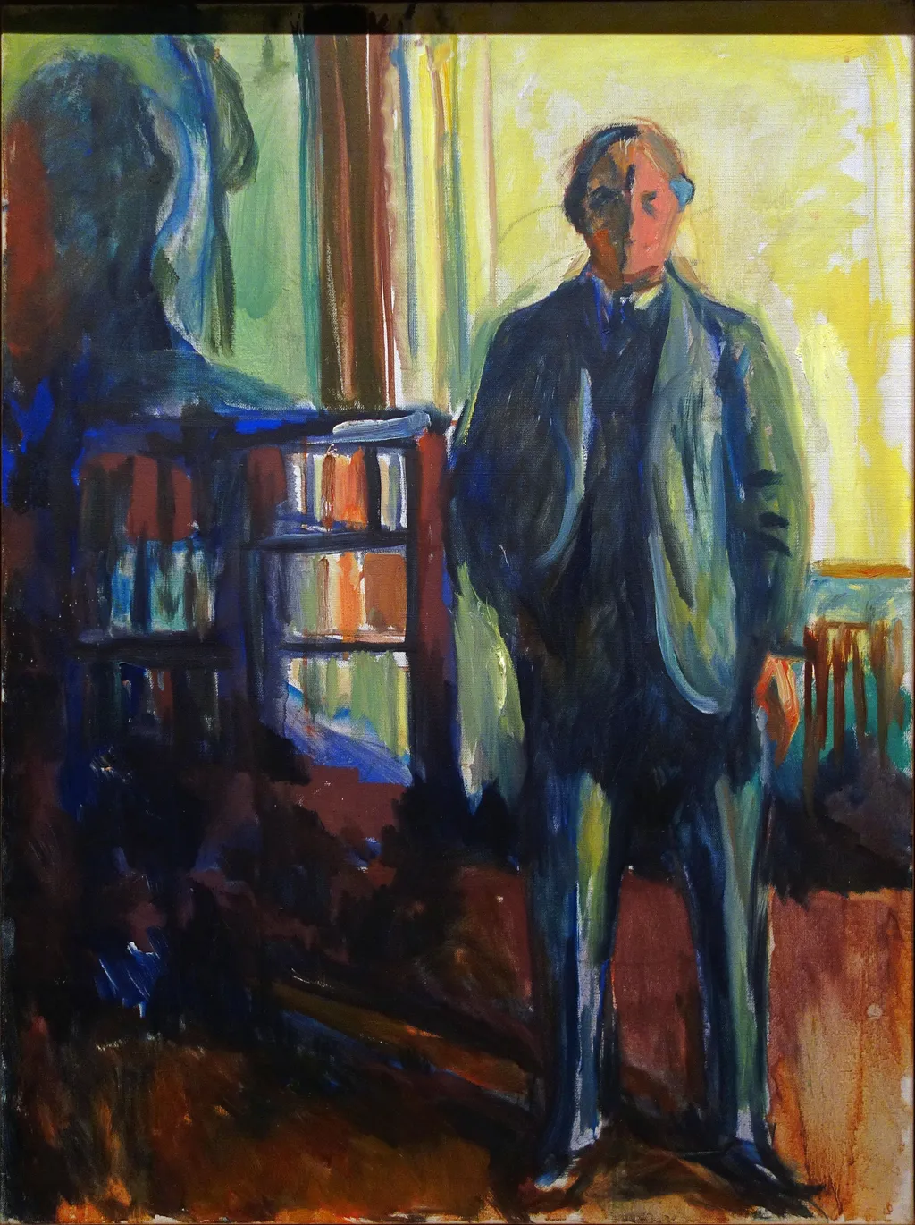 Self-Portrait with Hand in Pocket, by Edvard Munch, oil, 1925