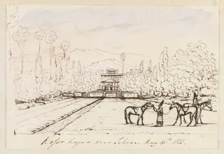 Kassr Kajar, near Tehran, by Godfrey Thomas Vigne, watercolor, 1833