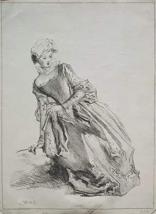 Woman Seated, by Jean Antoine Watteau, 1704