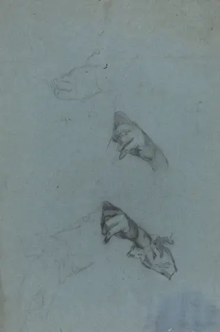 Hand Studies [verso], by Allan Ramsay, chalk, 1748