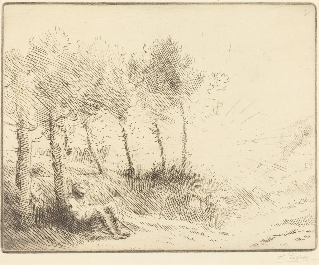 Landscape (Paysage), by Alphonse Legros, ink, 1874