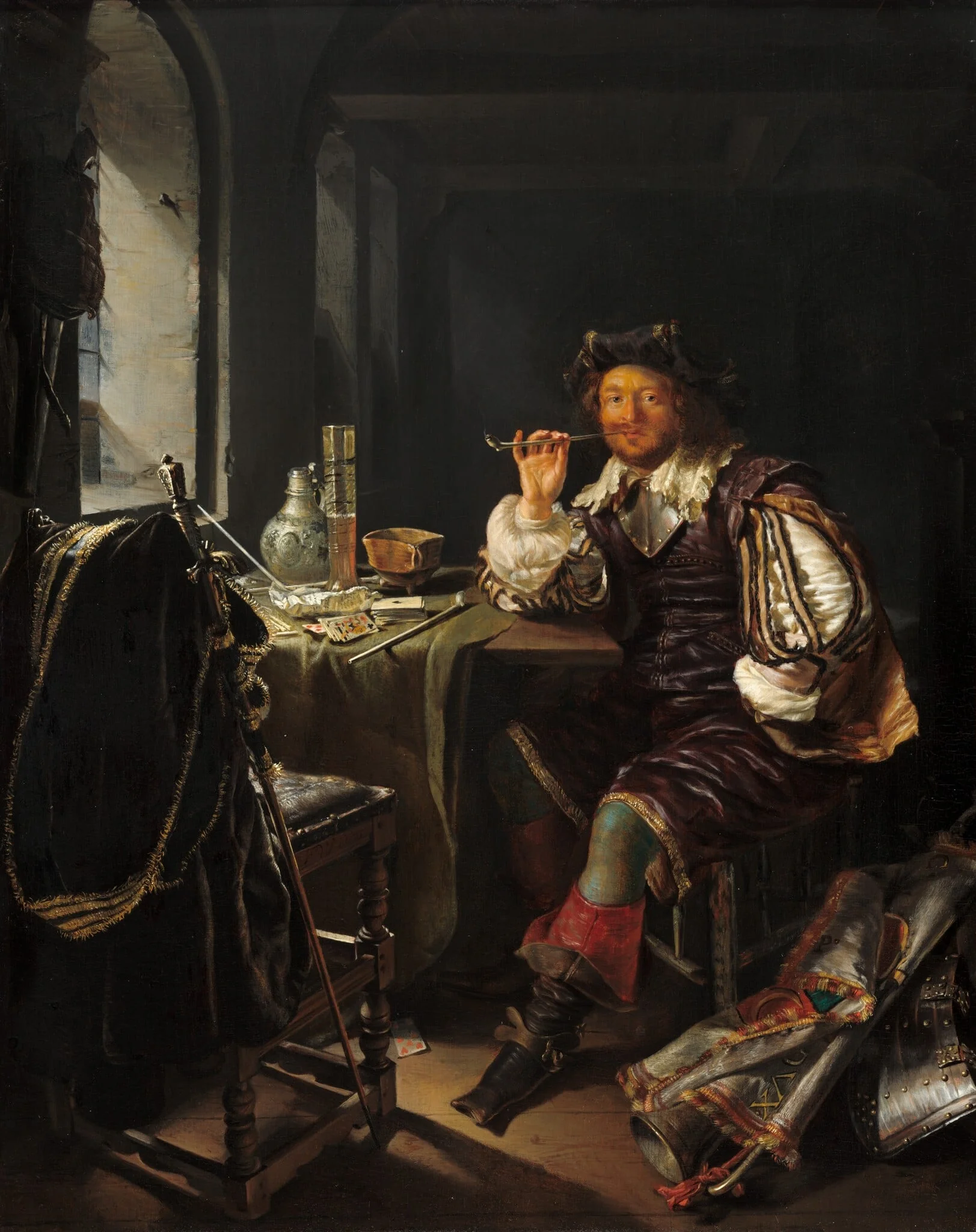 A Soldier Smoking a Pipe, detail