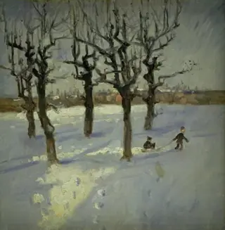 Winter Scene in a Suburb of Copenhagen, by Fridolin Johansen, oil, 1898