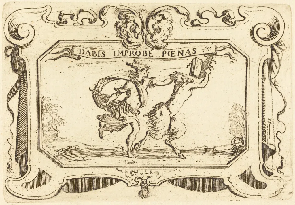 Mercury Chasing a Satyr Holding a Book, by Stefano Della Bella, ink, 1637