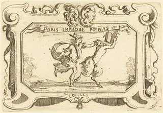 Mercury Chasing a Satyr Holding a Book, by Stefano Della Bella, ink, 1637