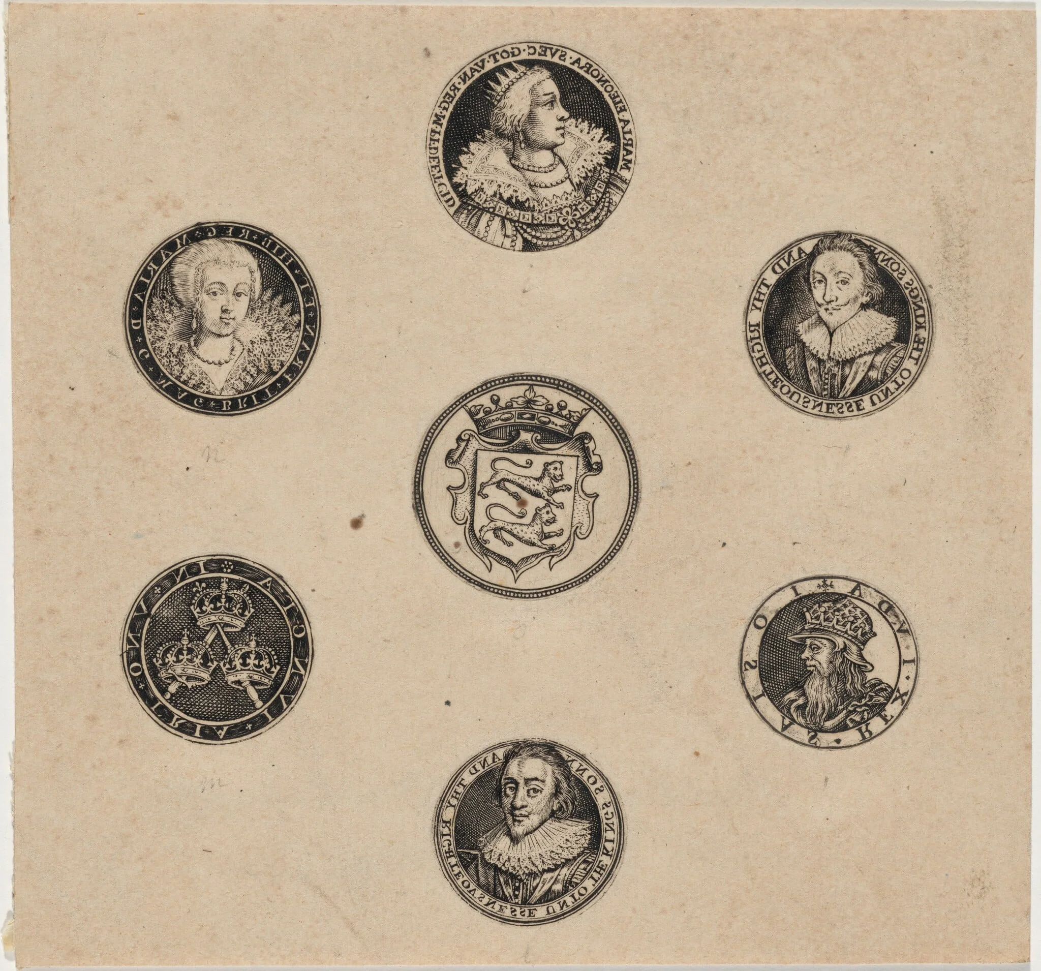 Sheet of Seven Roundels with Portraits, detail