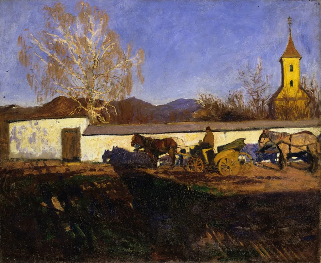 Evening in March, by Károly Ferenczy, oil, 1902