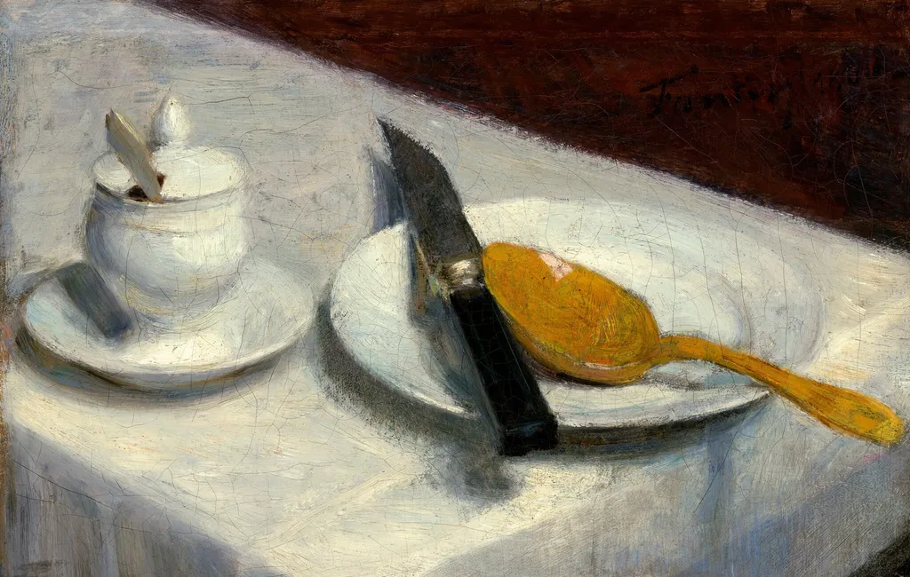 Still Life with Mustard Pot, by Henri Fantin-Latour, oil, 1860