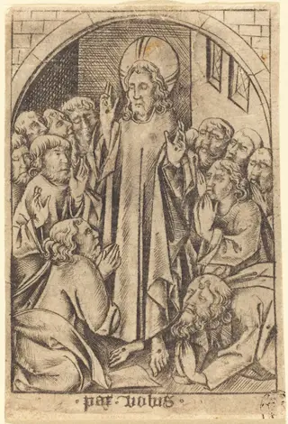Christ Appearing to the Disciples, by Israhel van Meckenem, ink, 1465