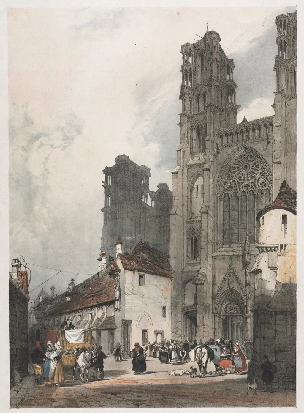 Picturesque Architecture in Paris, Ghent, Antwerp, Rouen:  Laon, France, by Thomas Shotter Boys, 1839
