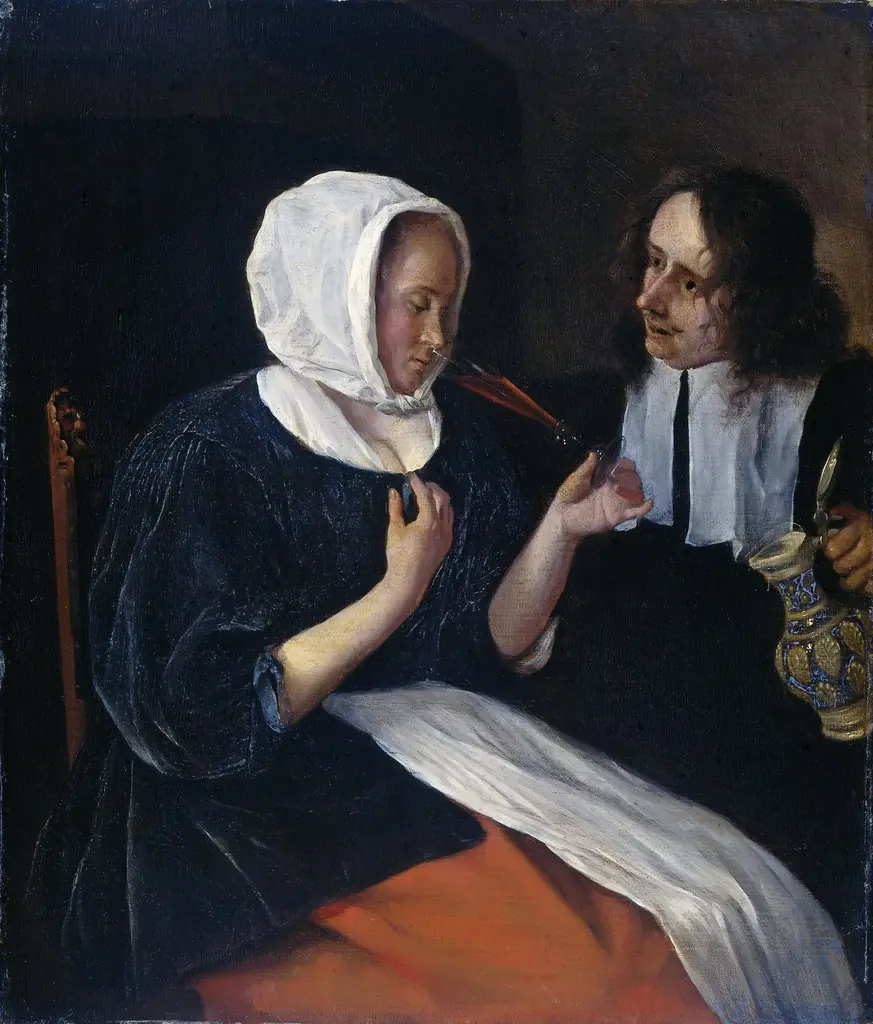 A couple drinking, by Jan Steen, oil, 1669