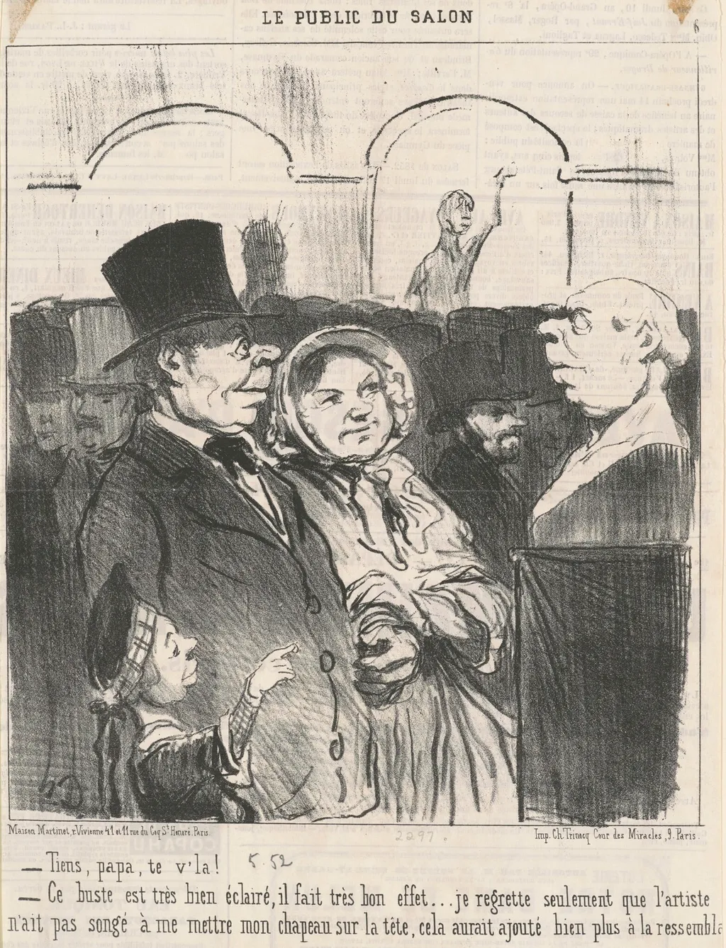 Tiens, papa, te v'la! ..., by Honoré Daumier, ink, 1852
