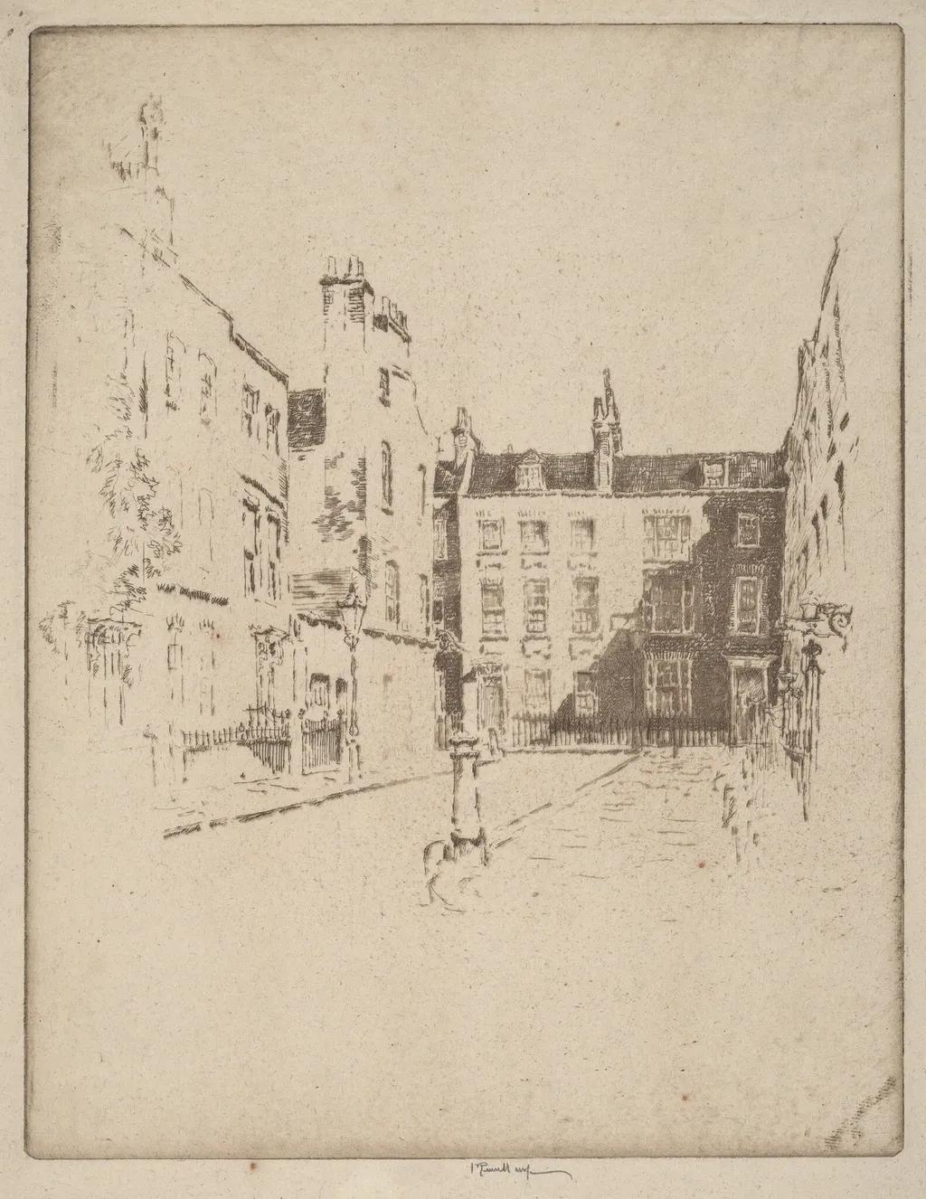 Cowley Street, Westminster, by Joseph Pennell, ink, 1906