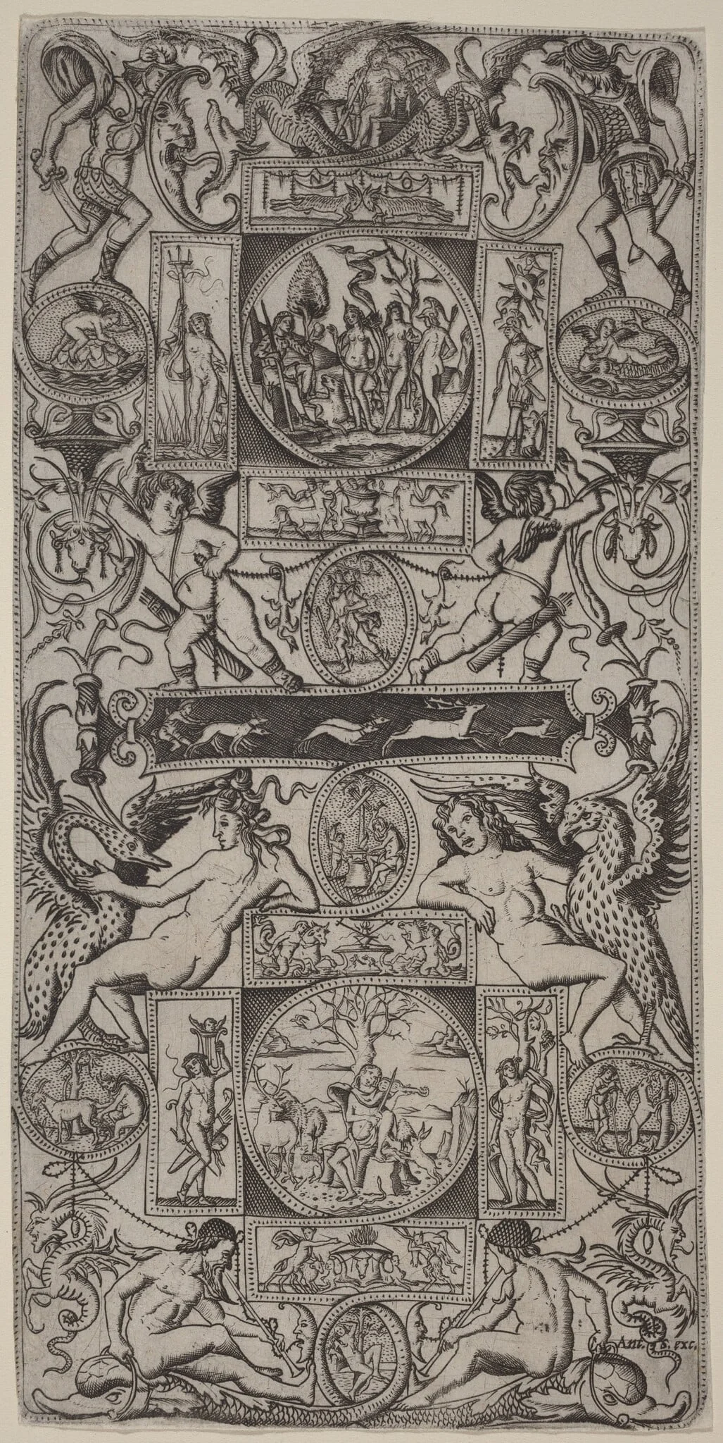 Ornament Panel with Orpheus and the Judgment of Paris, detail