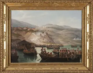 Episode in the Caucasian wars – Crossing the river in Arcx, by January Suchodolski, oil, 1843