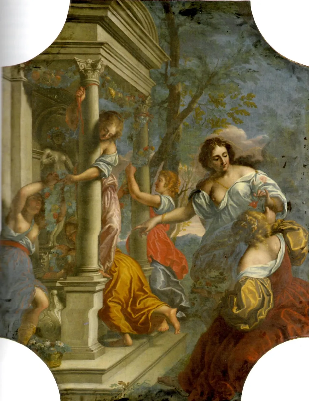 Jungfrauen schmücken einen Tempel, by Antonio Triva, oil, 1674
