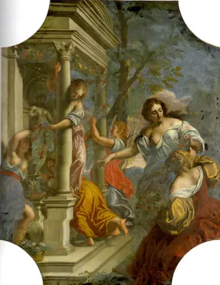 Jungfrauen schmücken einen Tempel, by Antonio Triva, oil, 1674