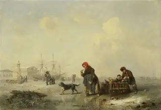 The Newa river at St. Petersburg in Winter, by Theodor Hildebrandt, oil, 1844