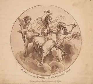 Psyche Carried by Zephyr to the Palace Built by Cupid, by François Xavier Vispré, ink, 1780
