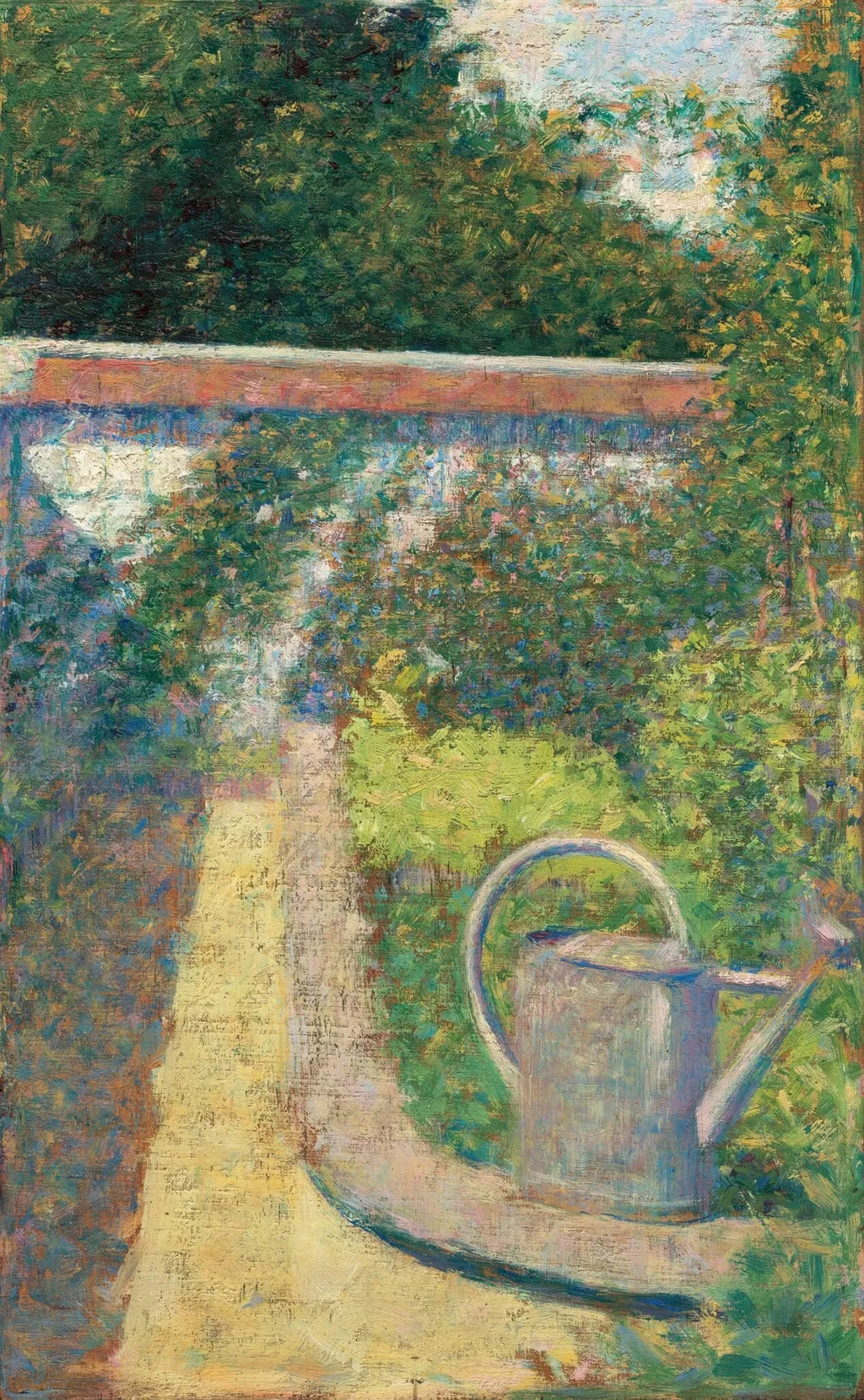 The Watering Can - Garden at Le Raincy, by Georges Seurat, oil, 1883