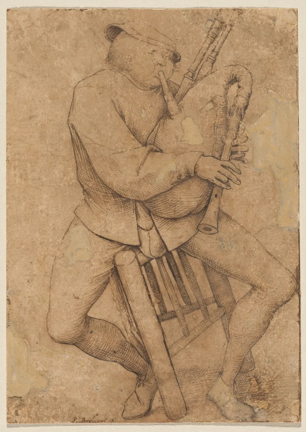 The Bagpipe Player, by Pieter Bruegel the Elder, ink, 1562