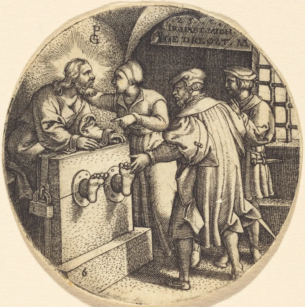 To Visit the Imprisoned, by Georg Pencz, ink, 1525