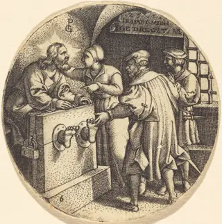 To Visit the Imprisoned, by Georg Pencz, ink, 1525