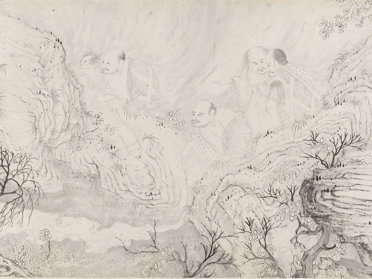 清 石濤 (朱若極) 十六羅漢圖 卷|The Sixteen Luohans, detail