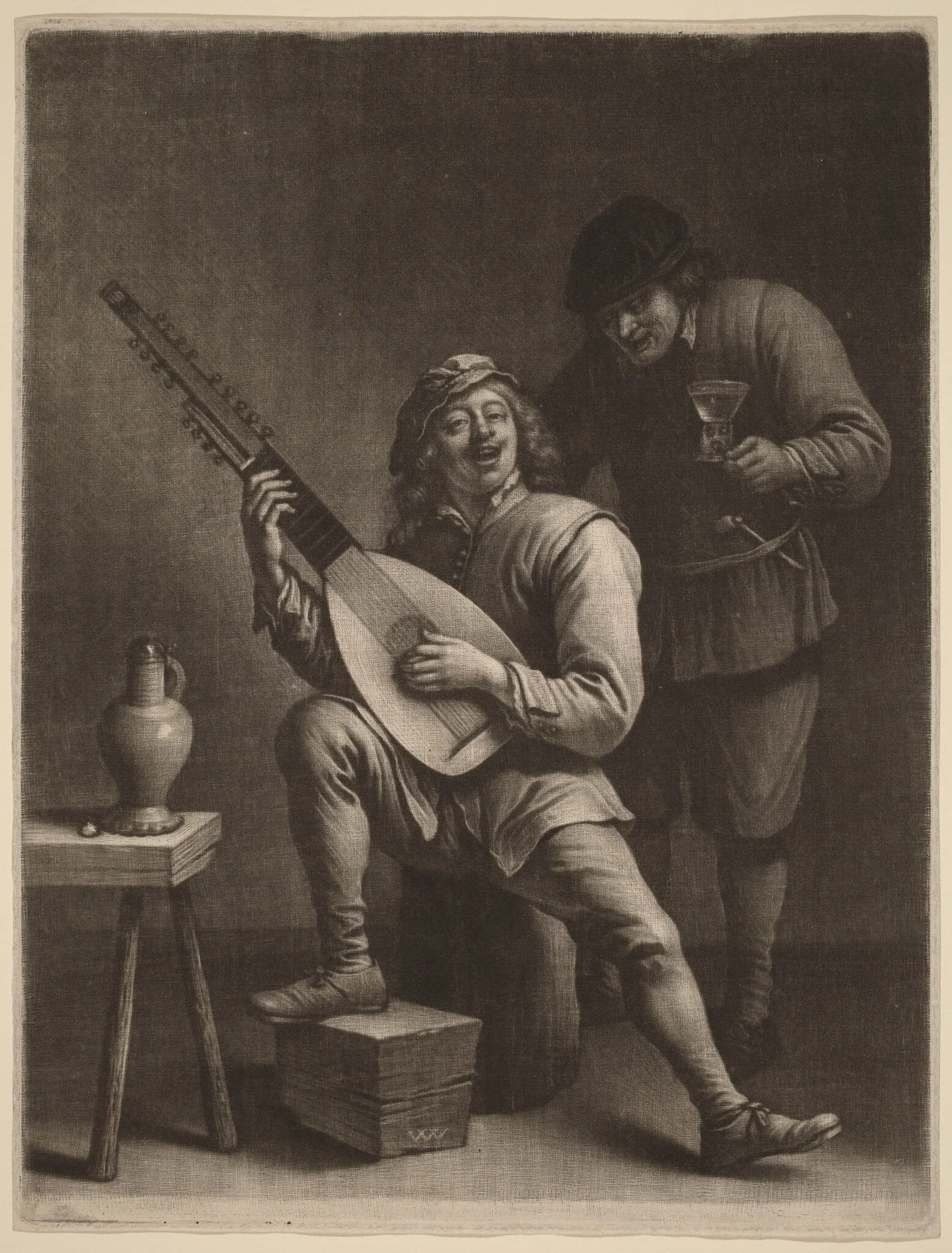 The Lute Player and the Drinker, detail