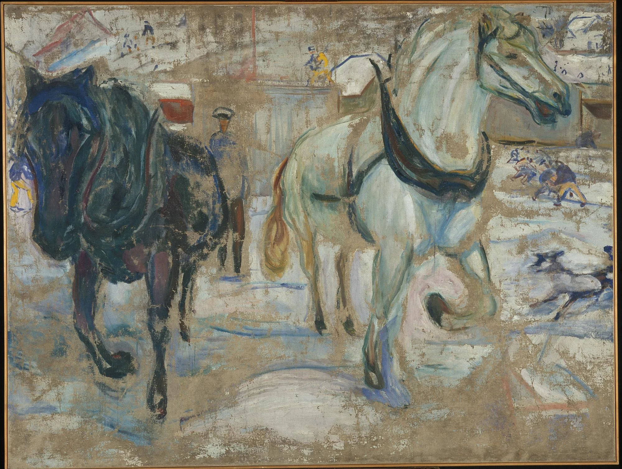 Horse Team in Snow, detail