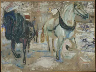 Horse Team in Snow, by Edvard Munch, oil, 1921
