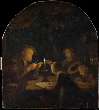 An Evening School, by Gerrit Dou, oil, 1655
